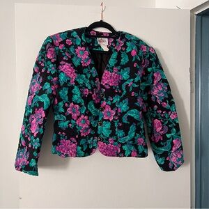 Vintage 80s Lady Jacket in Bright Floral Print